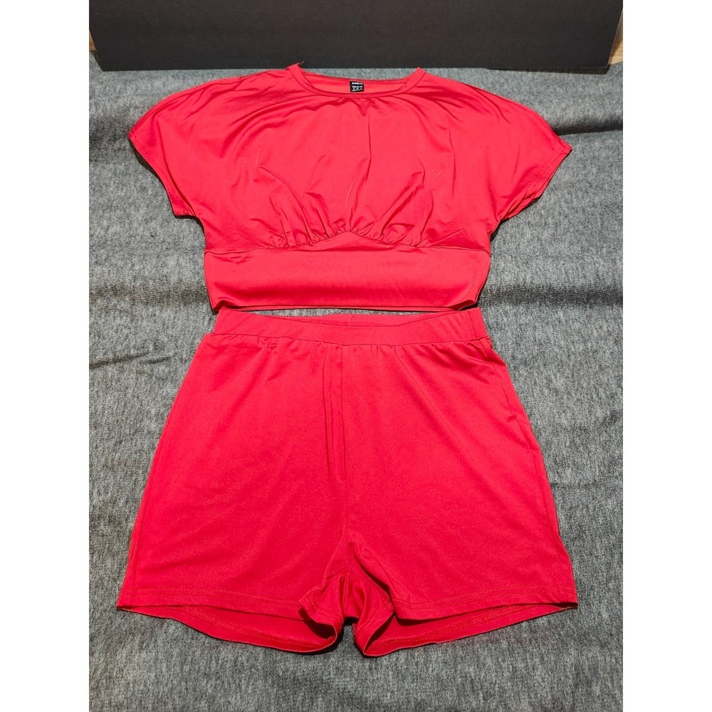 Shein Cropped 2 Piece Short‎ Outfit Junior's Size Small Red